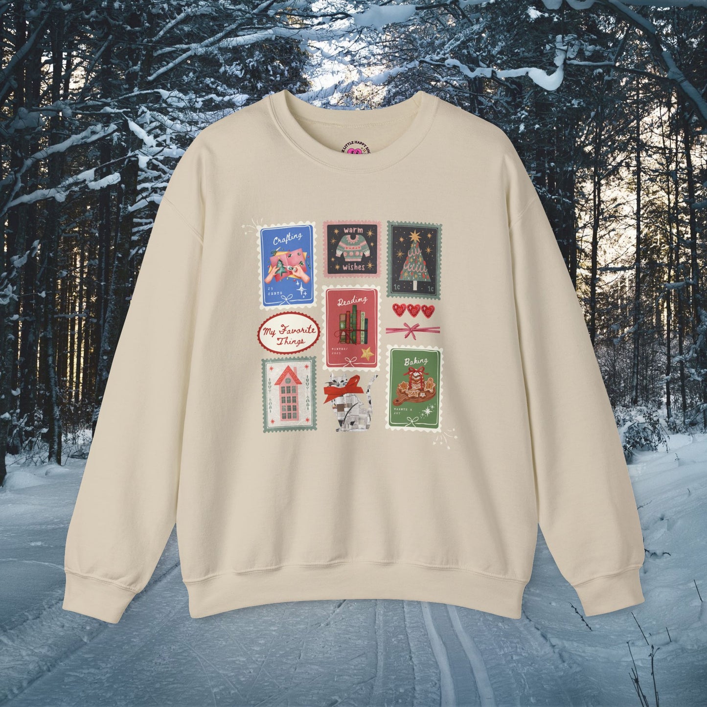 Winter Favorite Things Sweatshirt | Winter Stamp Collage Sweatshirt