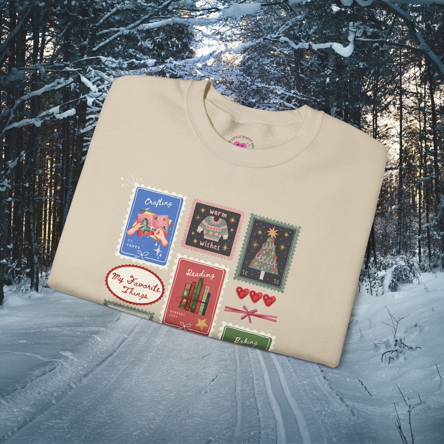 Winter Favorite Things Sweatshirt | Winter Stamp Collage Sweatshirt