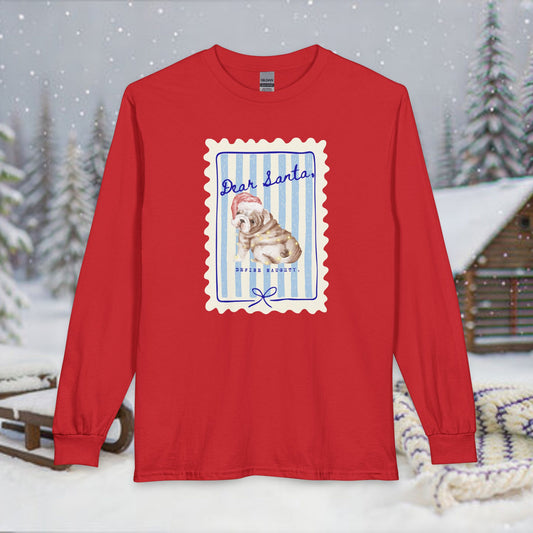 Dear Santa Tee | English Bulldog Santa Long Sleeve Tee