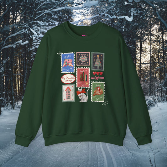 Winter Favorite Things Sweatshirt | Winter Stamp Collage Sweatshirt