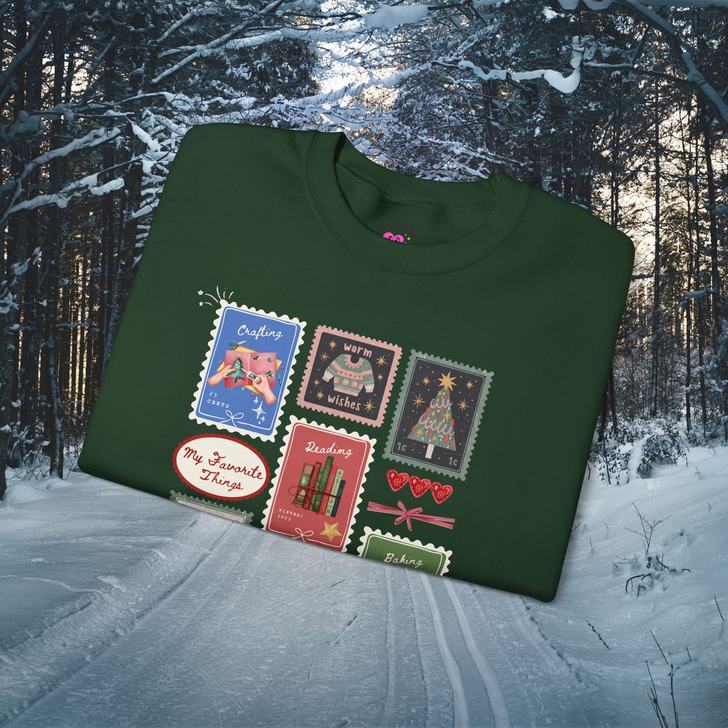 Winter Favorite Things Sweatshirt | Winter Stamp Collage Sweatshirt