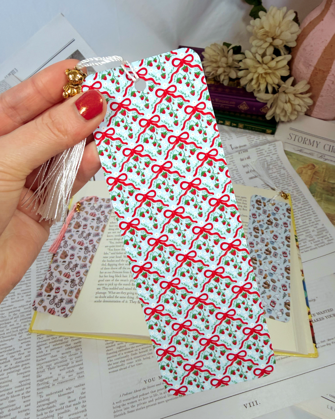 Strawberry Bows Bookmark